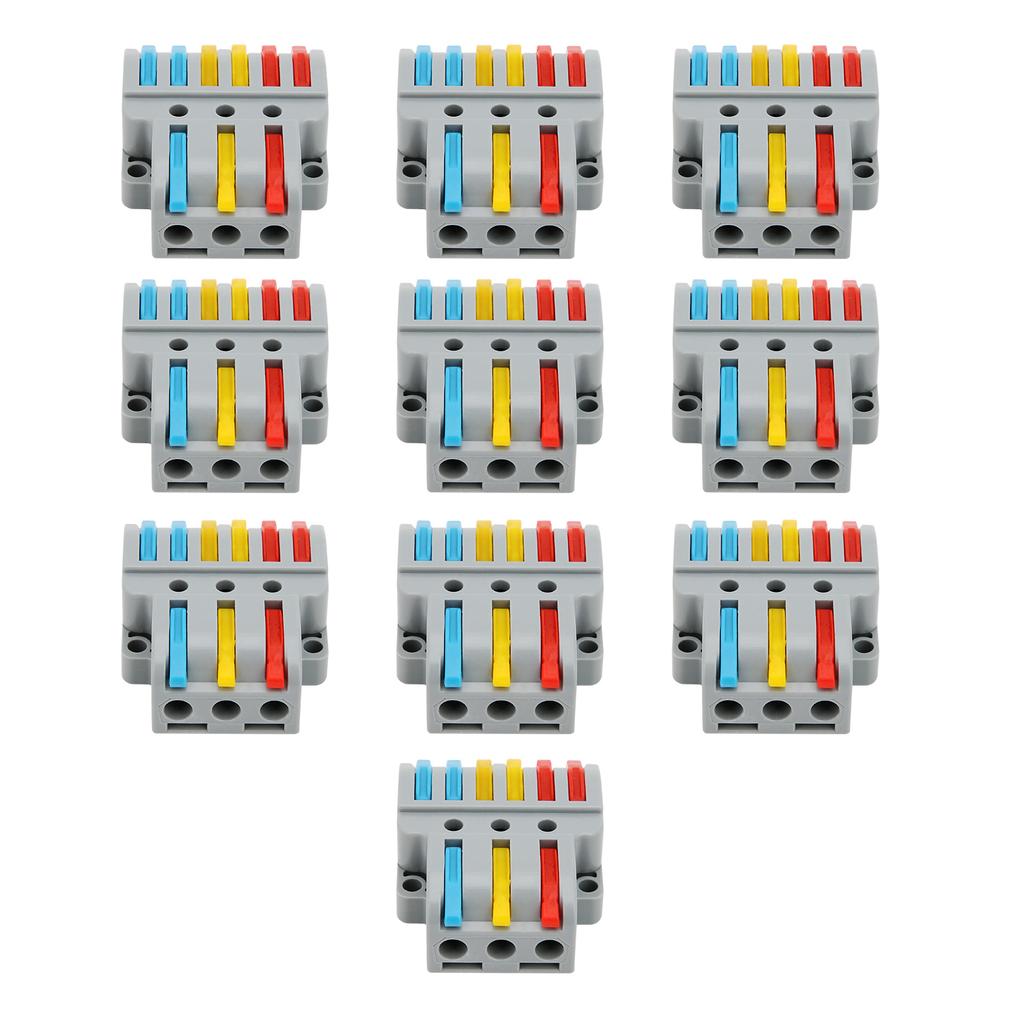 10Pcs Wire Block Clamp Terminal 3?in?6?out Color Quick Wiring Electrical Connectors LT?633