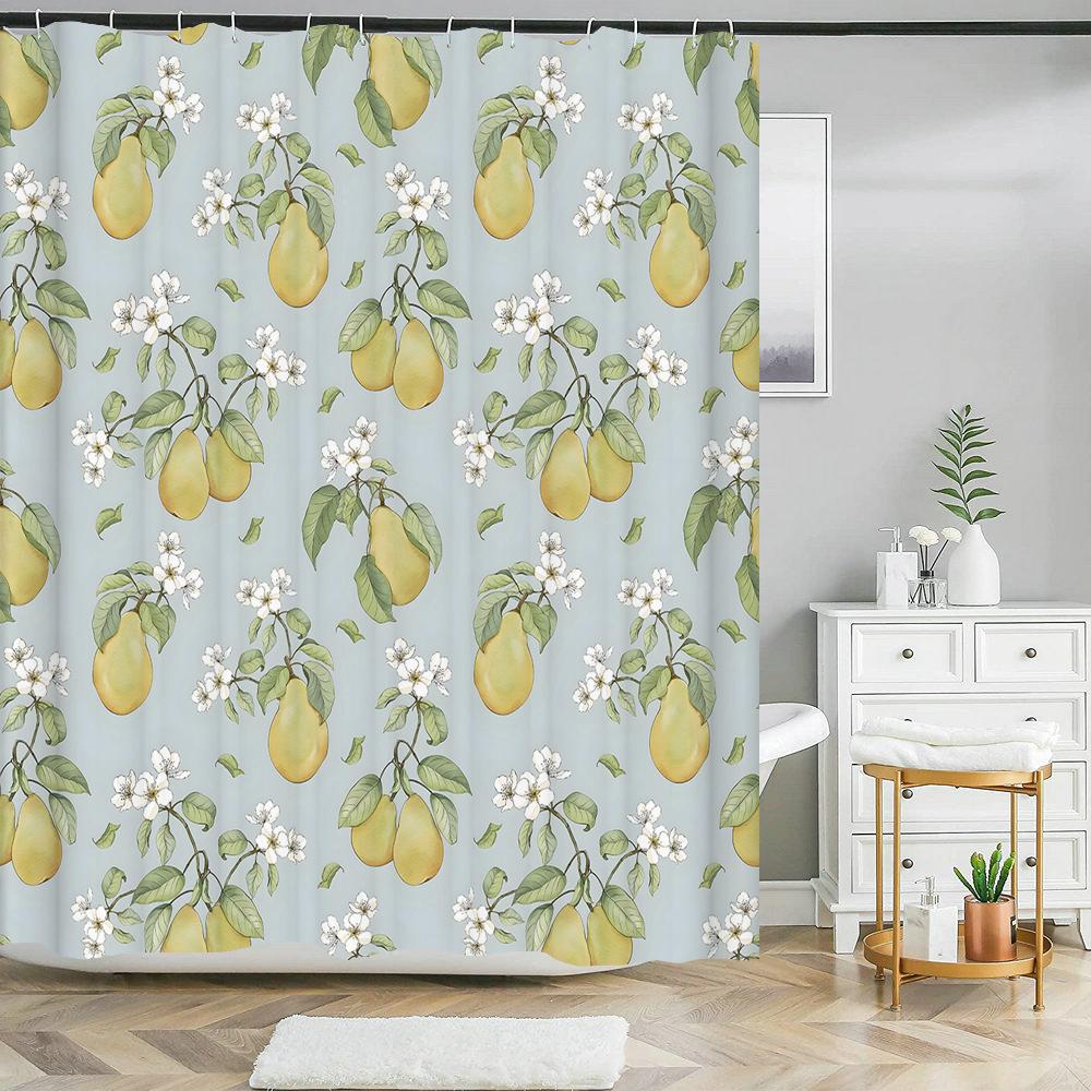 Frucht Duschvorhang Orange Banane Pfirsich Wassermelone Muster Niedliche Kinder Badezimmer Deko Polyester Stoff Wasserdicht Badevorhang