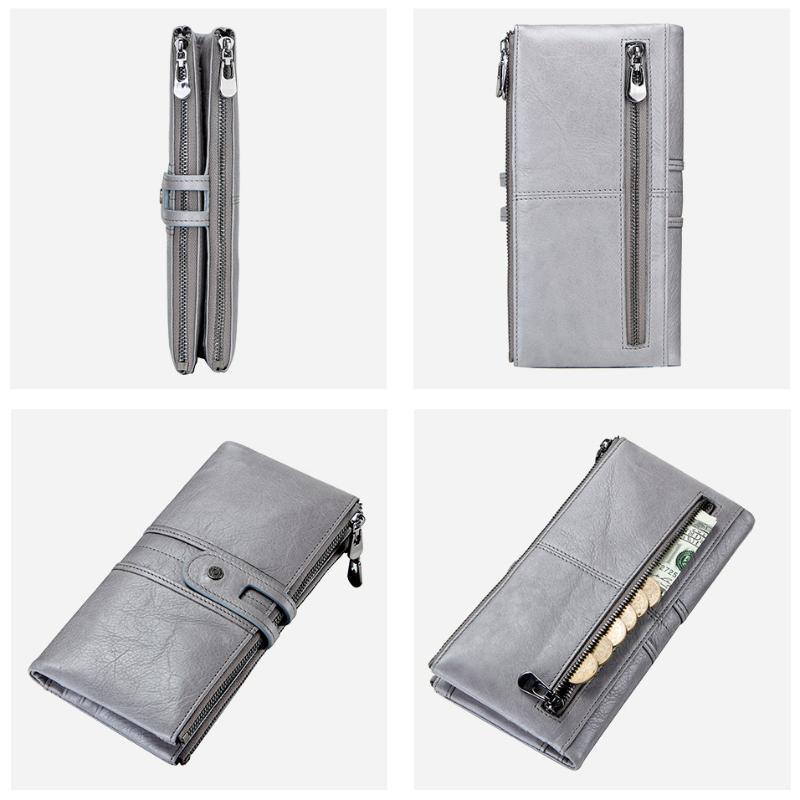 Portofele lungi de lux din piele naturală pentru femeie vintage din piele naturală pentru femeie cu fermoar cu fermoar portmoneu Suport carduri pochette geantă de bani pentru cadou de ziua femeii