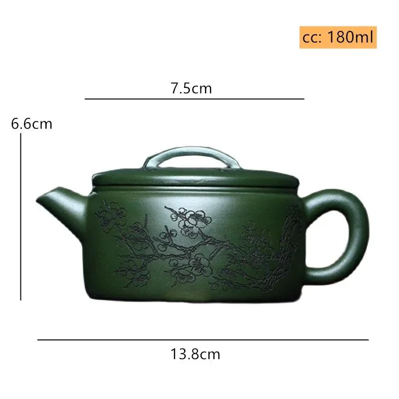

180ml Hand-painted Plum Blossom Green Mud Teapot Authentic Yixing Purple Clay Tea Pot Custom Tradition Filter Beauty Tea Infuser зелёный