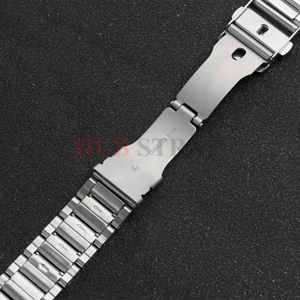 Correa de Reloj Curva de Acero Inoxidable Macizo para Seiko para Citizen para Casio 18 20mm 22mm 24mm Correa de Metal Negro Accesorios para Reloj