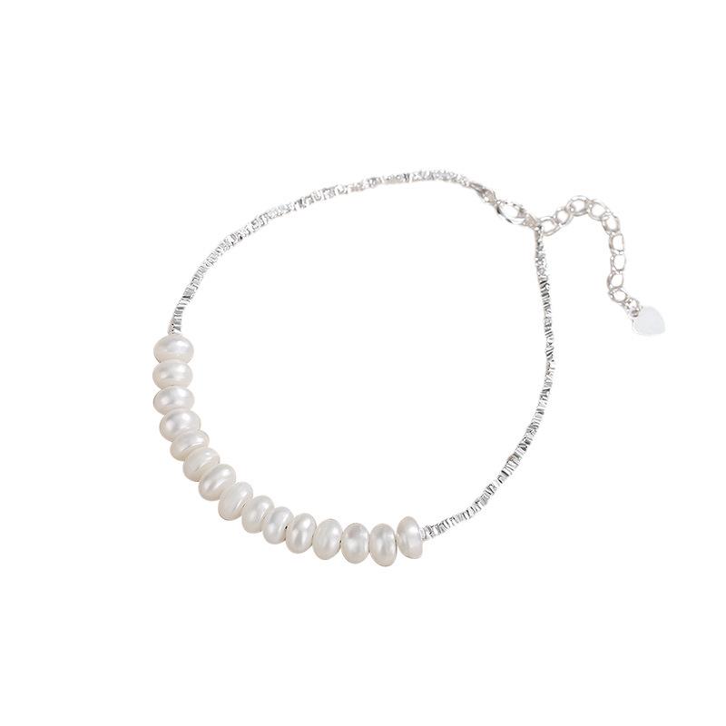 Natural Freshwater Pearl & Sterling Silver Women's Bracelet - Trendy S925 Design