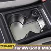 For Volkawagen VW Golf 8 MK8   2022 Stainless Steel Car Front Row Cup Holder Cover Mat Pad Auto Interior Accessories