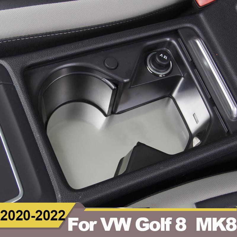 For Volkawagen VW Golf 8 MK8 2022 Stainless Steel Car Front Row Cup Holder Cover Mat Pad Auto Interior Accessories