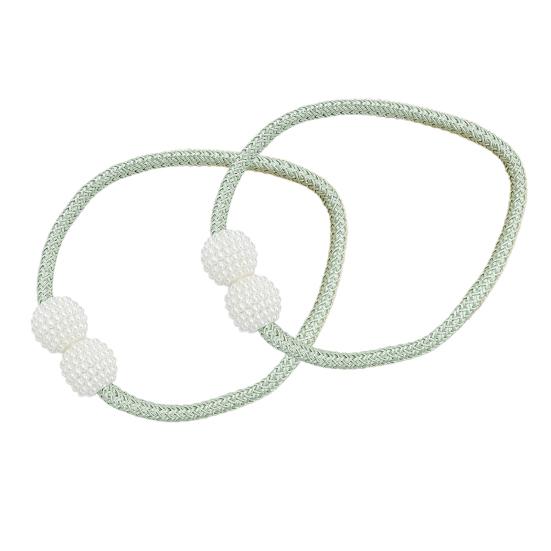 Umbra Studio 1 Pair Faux Pearl Curtain Tiebacks, Elegant Beaded Holdbacks, Woven Rope Decorative Drapery Holders for Living Room Bedroom Kitchen
