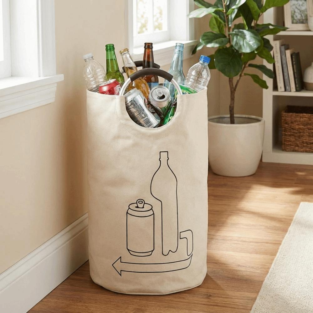 Large Capacity Bottle Collector Bag Oxford Cloth Recycling Bin Bag Dirty Clothes Basket Office