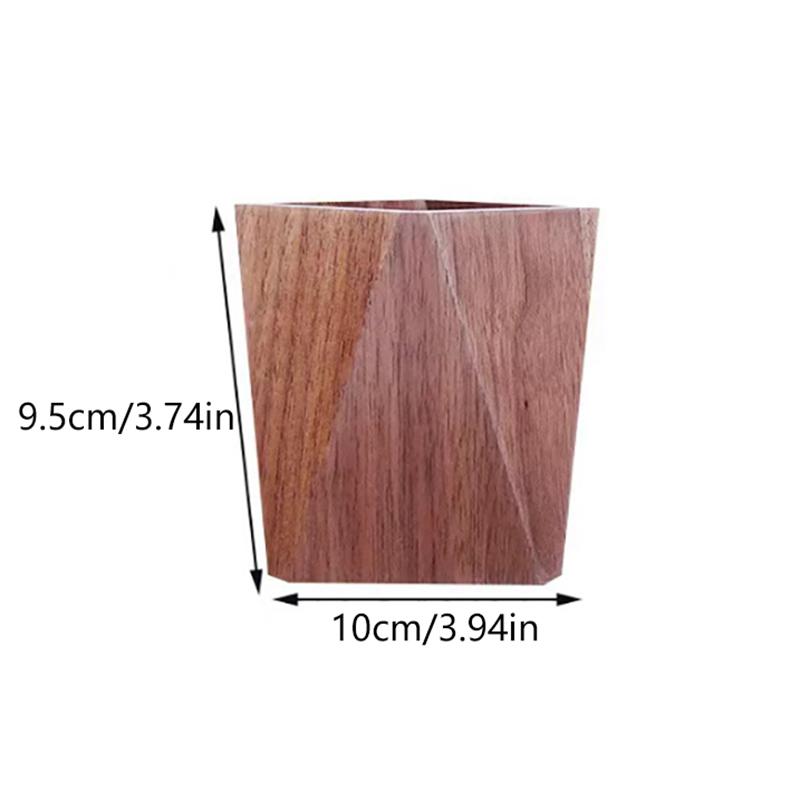 Walnut Geometric Lines Desktop Storage Pen Holders Large Capacity Pen Holder Box Nordic Style Business Pencil Organizer