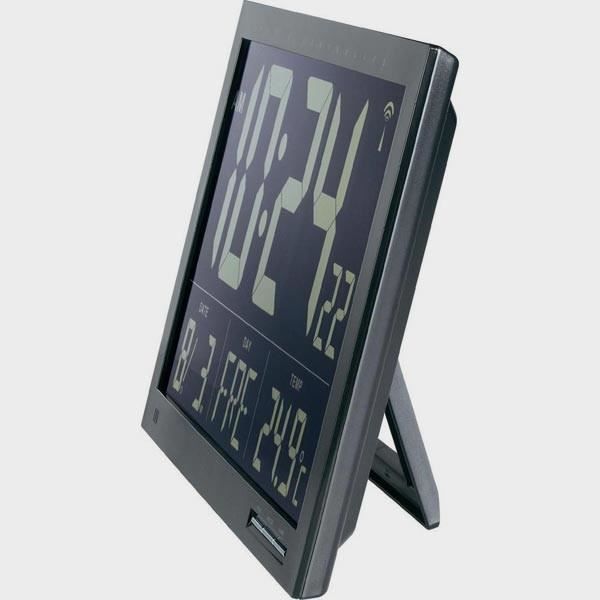 Horloge calendrier murale - radio-pilotée - noir - température - humidité - alarme