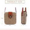 Womens Retro Straw Woven Cross Body Bags Portable Small Box Shoulder Bags Messenger Satchel Brown