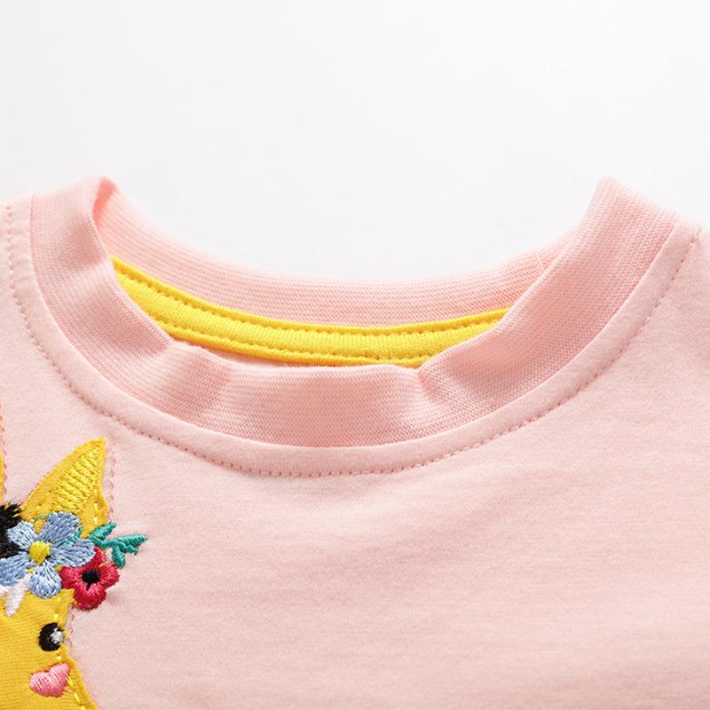 Spring & Summer Girls' Cute Embroidered T-Shirt - Short-Sleeve Baby Top