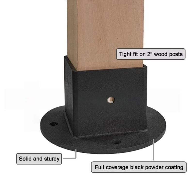 4PCS Solid Metal Fence Railing Brackets Square Base Strong Construction Secure Fencing Support All Weather Applications
