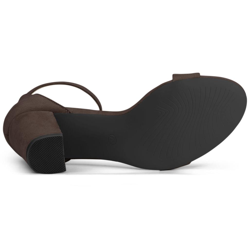 Allegra K Ankle Strap Sandals with Buckle, Chunky Heels, Women's High Heels, Beautiful Legs, Coffee, Size 24.0cm