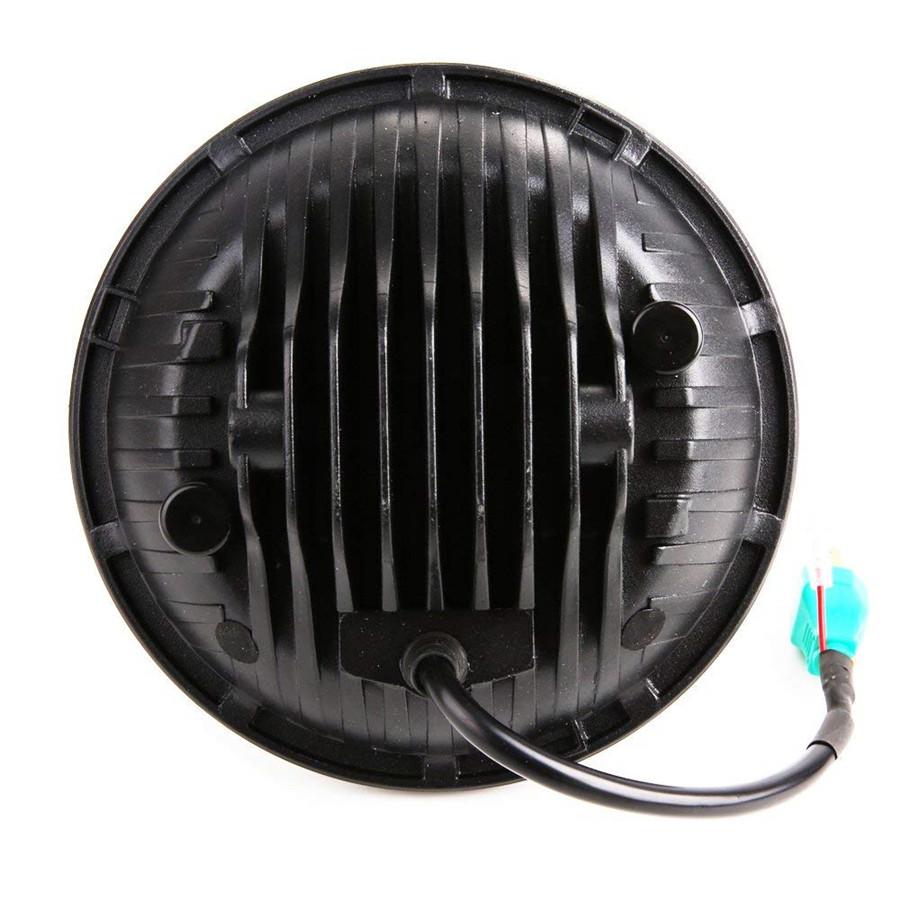 Pair 7'' 80W 6000LM Round Black Cree LED Headlight High Low Beam with Yellow & White Angel Eye for Harley Jeep Wrangler JK TJ LJ CJ Hummber H1 H2