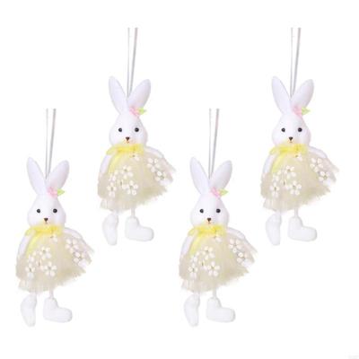 92MF 4Pcs Holiday Bunnies Ornaments Multicolor Hanging Decorations for Party