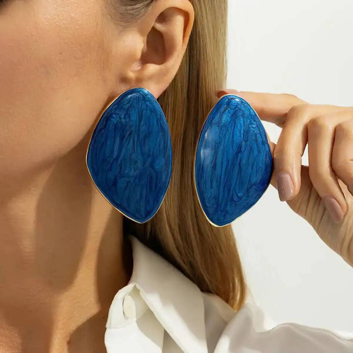 

Ingemark Vintage Simple Drip Oil Geometric Multicolor Triangle Stud Earring Women Trendy Style Daily Commuting Wear Ear Jewelry