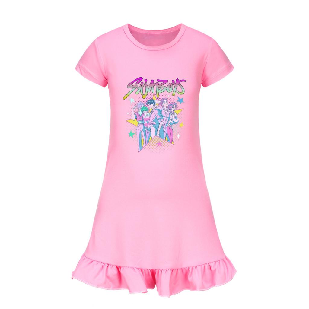 5054 Kids Girls Sajaboys Mira Zoey Rumi Printed Ruffle Short Sleeves Casual Dress