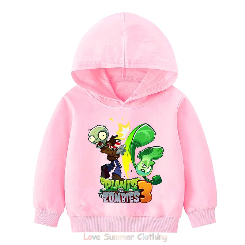 Boys Hoodie Age 4-14 Plants HD Print Zombies Thin Girls Pullover Girls Casual Wear Fall Hoodie Long Sleeve Polyester New Arrivals 2025