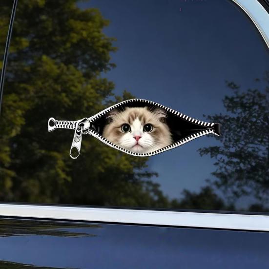 Creative Zipper Car Stickers Weatherproof Scratch Cover Decal High-Definition Printing Realistic Patterns Easy To Apply and Remove Sticker Decoration