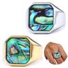 Simple Fashion Abalone Shell Glow Ring Stainless Steel Shell Unique Jewelry
