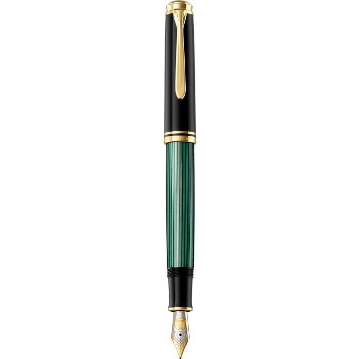 Pelikan Souvern M800 Fountain Pen, Broad Nib, Green Stripe
