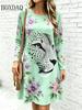 2026 Women's Fashion Dresses Women's Polka Dot Leopard Print Dress Loose Pullovers Casual Autumn Long Sleeve Home A-Line Dress