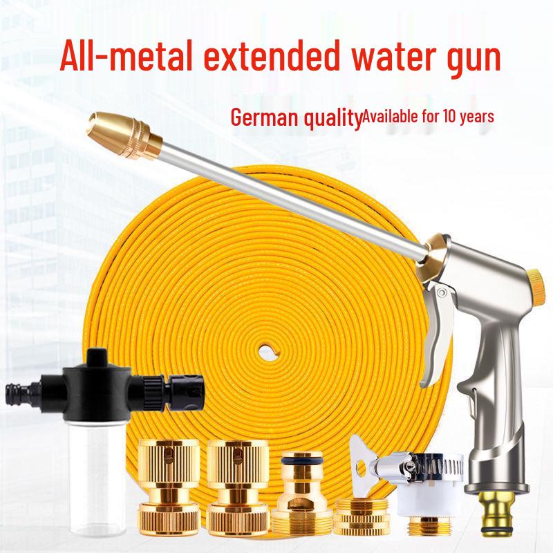 All-Metal High-Pressure Car Wash Set with Hose, Water Gun, and Brush for Home Use and Car Wash Shops