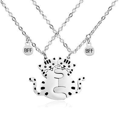 2 Piezas Collar a Juego de Gato Bff Acero Inoxidable Collares de Mejor Amigo Joyería de Amistad Regalos