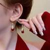 925 Retro Pixiu Alloy Earrings: Elegant Red Dangle Ear Studs for Women