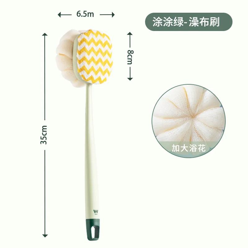 Double-sided Sponge Bath Brush Long Handle Soft Hair Back Body Shower Brushes Exfoliator Skin Massager Cleaning Brush