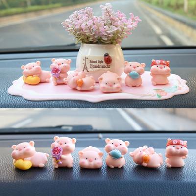 6pcs Piggy Car Interior Jewelry Ornament Decor Cute Car Mounted Ornaments Auto Interior Dashboard Accessories For Girls Gifts