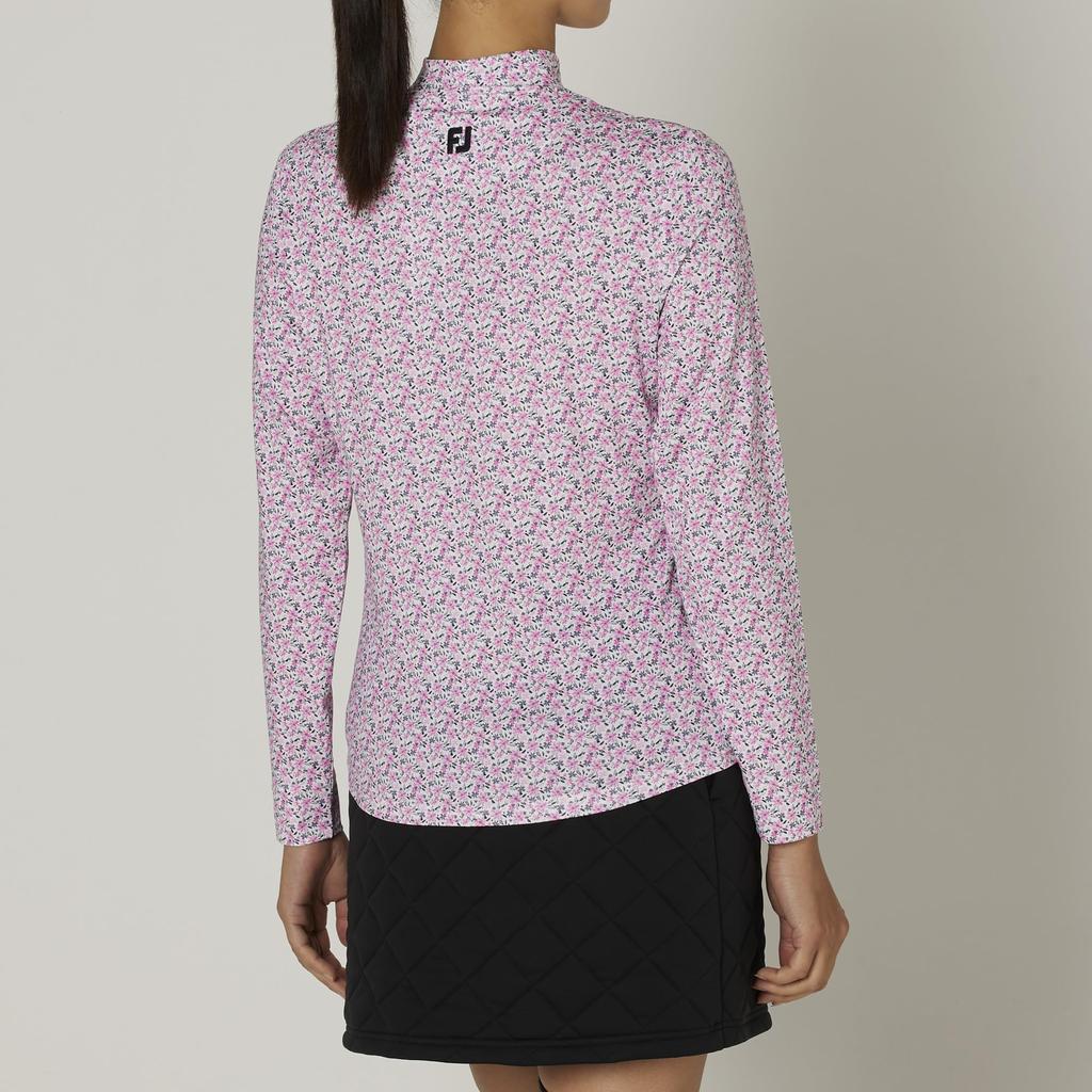 FootJoy Floral Print Long Sleeve Mock Neck Shirt, Pink, Women's, Size L, FJW-F24-S08, 32276-L