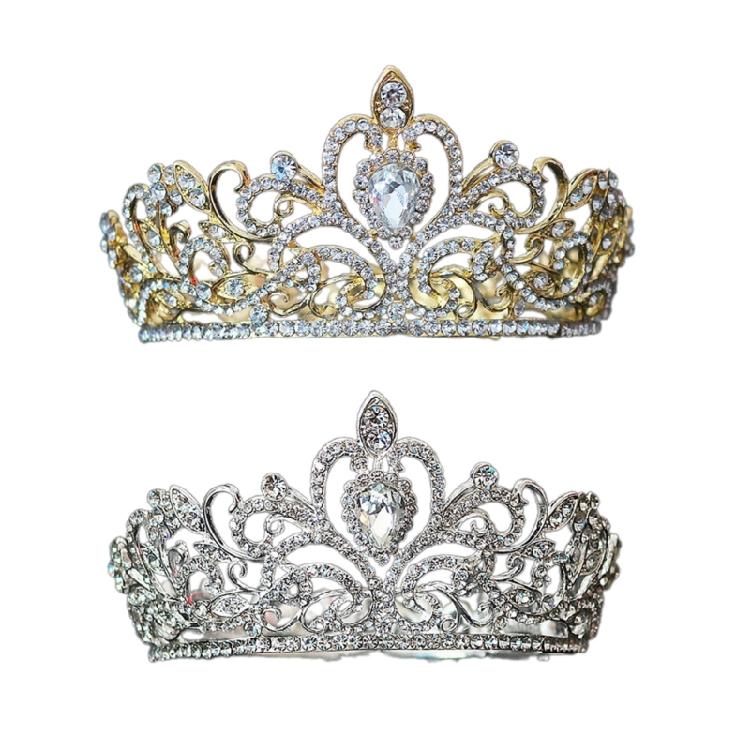 Round Crown Metal Crown Tiaras Wedding Tiaras Crown for Bridal Princess Parties