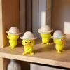 Figurka Zły Mały Żółty Kaczek 4 szt. Figurki Drukowane 3D, Mini Zrzęda ze Słomkowym Kapeluszem, Kompaktowa Ozdoba na Podstawkę Monitora Uroczy Skrzyżowane Ręce