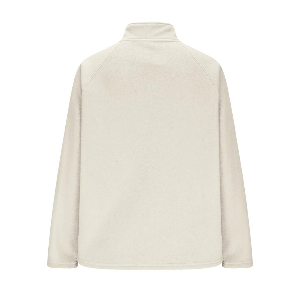 Women's Casual Stand Collar Zipper Velvet Solid Color Long Sleeve Top