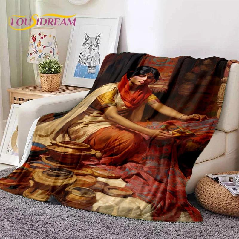 Cartoon Africa Ethiopian Custom Painting Art Soft Flannel Blanket for Bed Bedroom Sofa Picnic,Throw Blanket for Outdoors Leisure