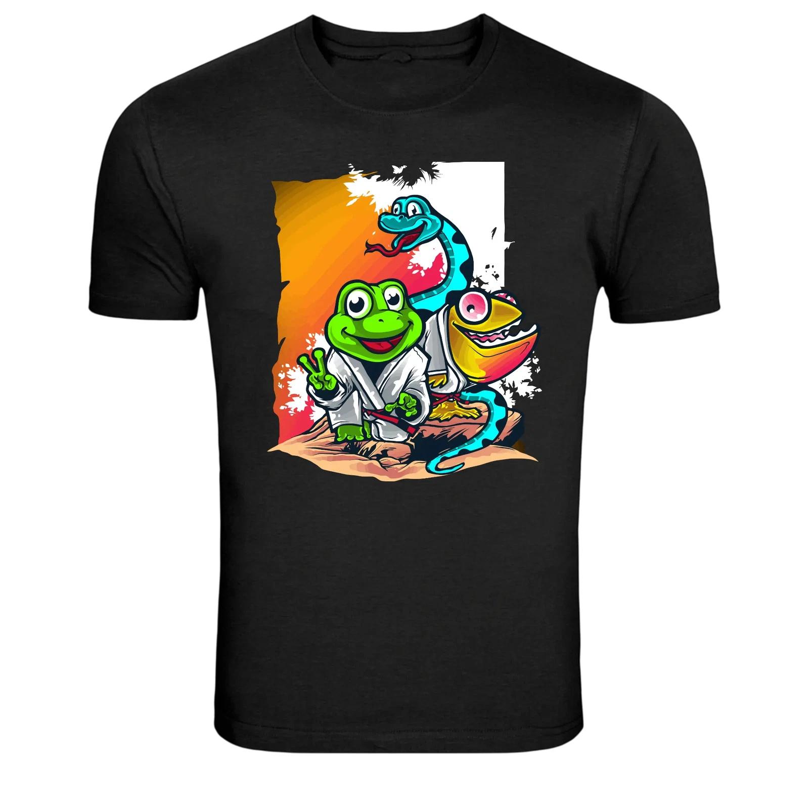 Funny Frog Snake Bird Martial Arts Karate Cartoon T-Shirt XXXXL
