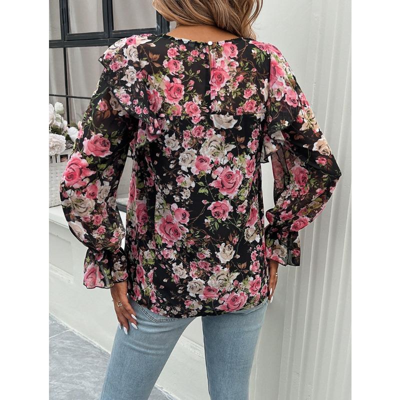 Printed Shirt Female Temperament Long-sleeved Shirt Blouse