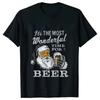 It's The Most Wonderful Time for A Beer Men's T-shirt Women T Shirt Santa Y2K Harajuku Top Female Y2k Clothe Beer Lovers Men Tee