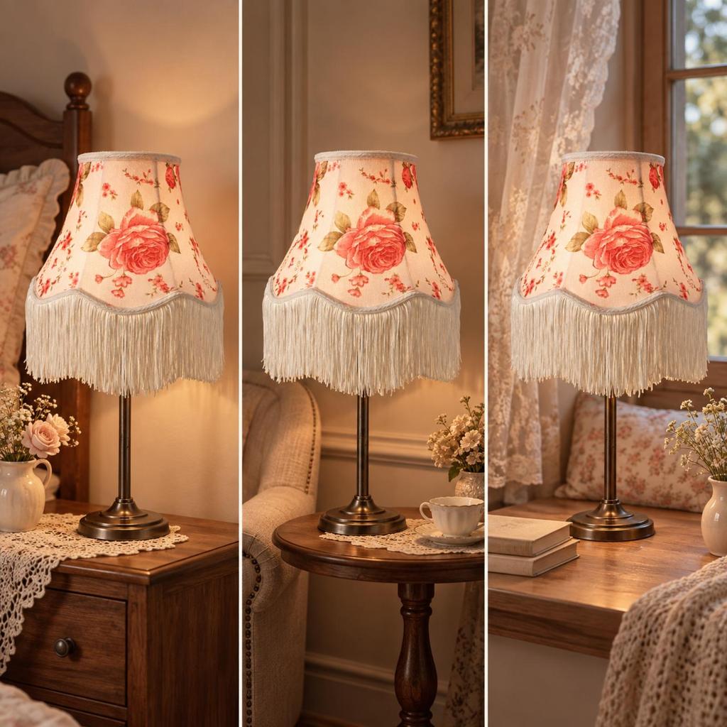 Blumen-Textil-Lampenschirm Elegant Verjüngt Mehrstufig Vintage-Inspiriert