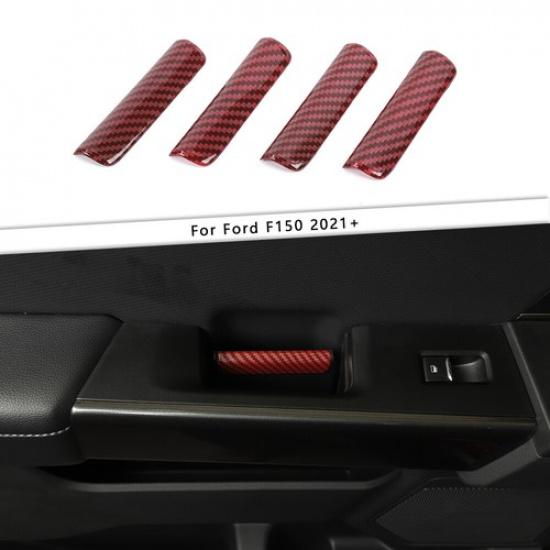Inner Door Handle Switch Cover Trim Decor For Ford F150 -22 Red Carbon Fiber