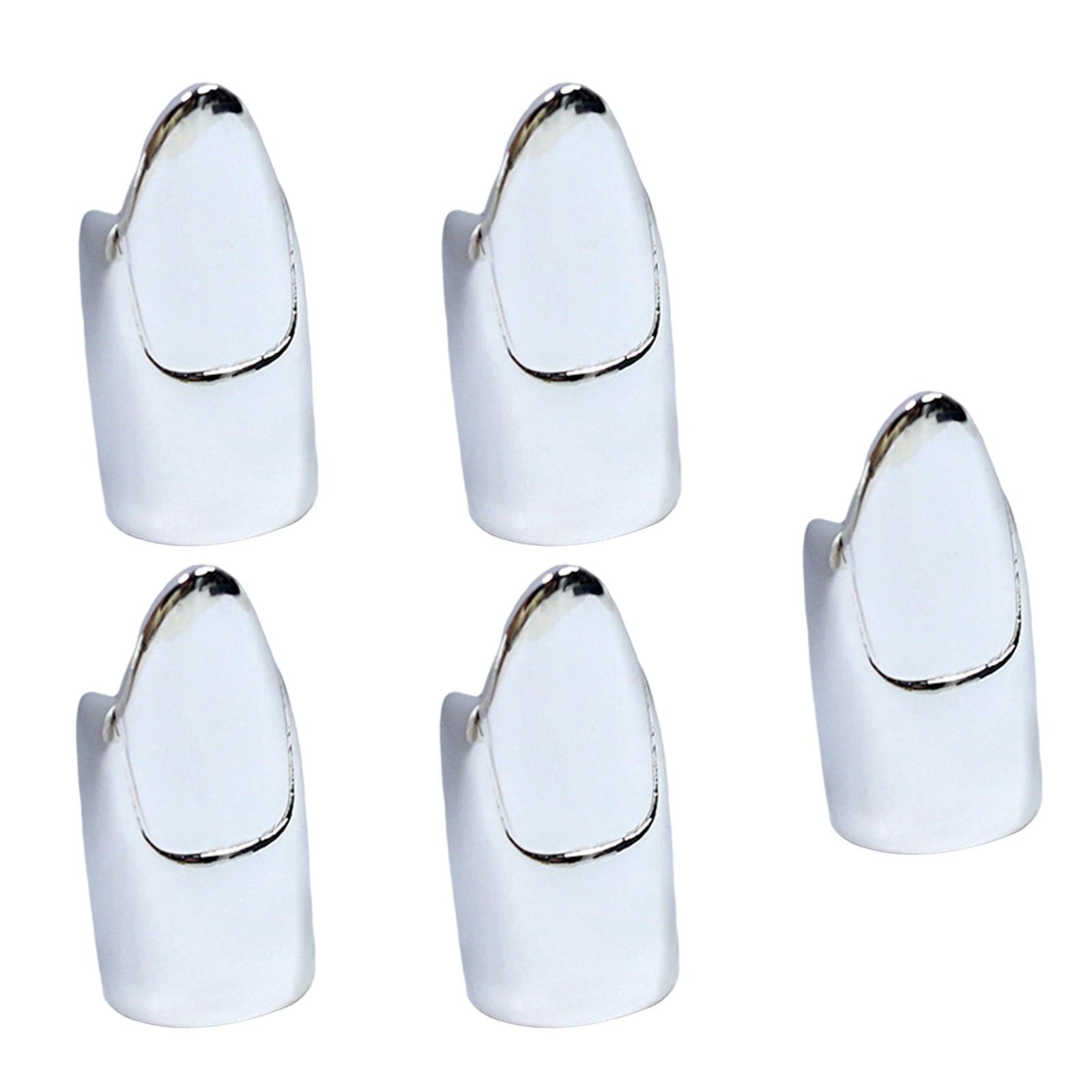 

Набор из 5 модных колец для ногтей, косплей-украшения для ногтей, сплавная текстура, подходит для любителей косплея и посетителей вечеринок 2 серебряный