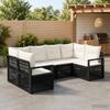 Garden Sofa Set 6 Pieces 6 Seater Black Poly Rattan