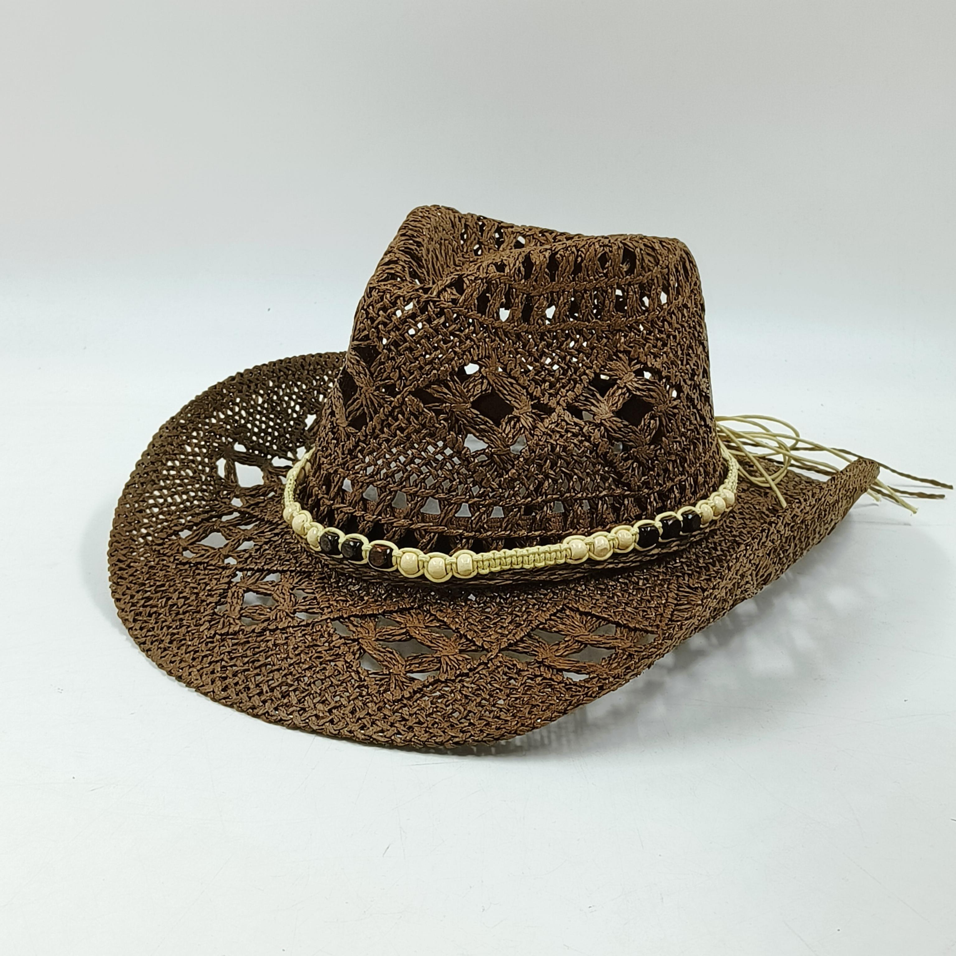 

Western Cowboy Straw hat women Large brim Natural palm leave cowboy hat outdoor travel sun protection straw hat sombrero vaquero 56-58