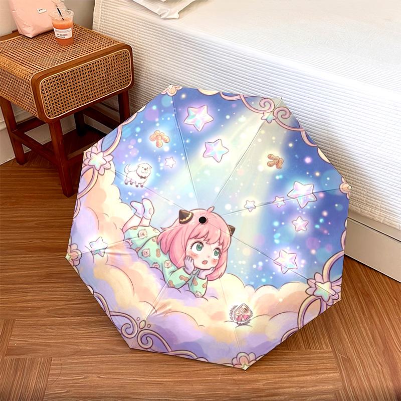 

1PC Automatic Folding Umbrella Anya Forger Pattern 8 Ribs Portable Foldable Travel Umbrella Christmas Birthday Gift