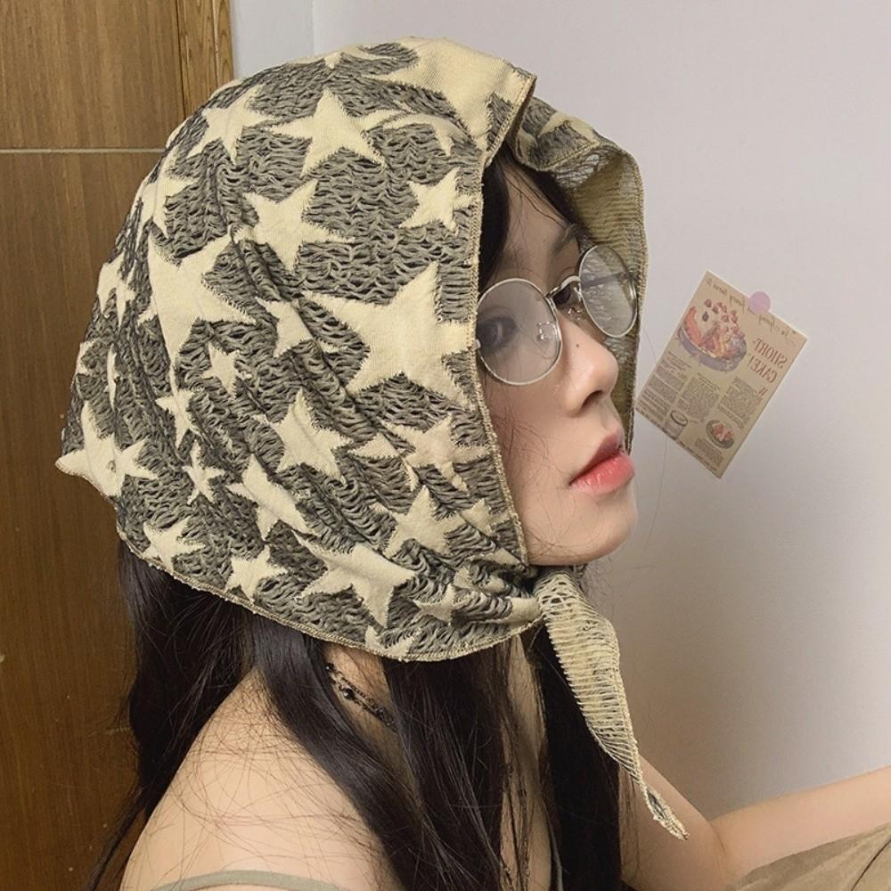 Soft Wrap Y2K Hip Scarf Hip Hop Knitted Tube Top Turban Accessories Star Hair Scarf  Spicy Girls