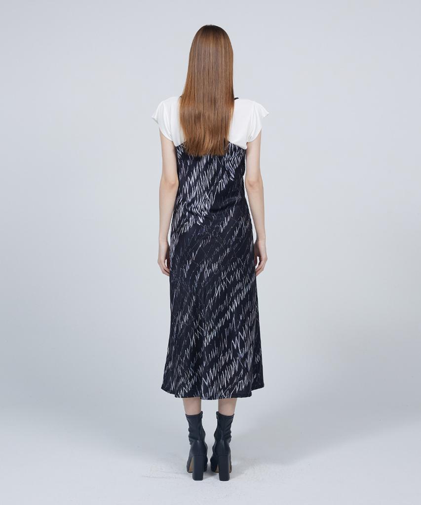 Meuameu [Essential] Signature Pattern Sleeveless Midi Dress