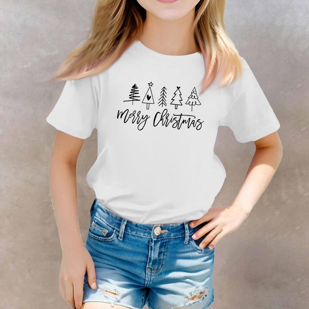 Christmas Day Toddler Girl Boy T-Shirts Kids Top Boys And Girls Printed Short Sleeved T-shirt