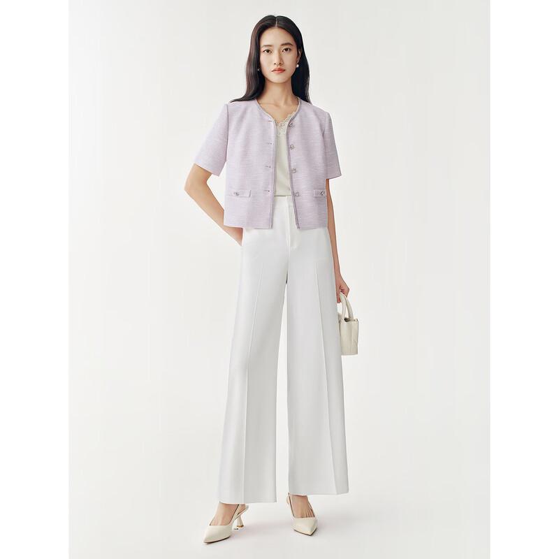 JUZUI Women's Quiet Luxury Tweed Short-Sleeved H-Line Jacket