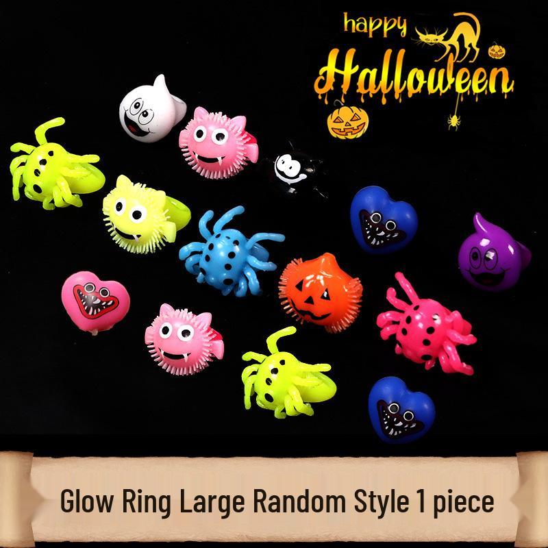 Light-Up Pumpkin Lantern Rings for Halloween Decorations & Kids' Photo Props