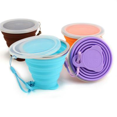 270MLMini Einziehbarer Becher Faltbecher SilikonOutdoor Reise Tragbare Teetasse Kaffeetrinkbecher mit Deckel